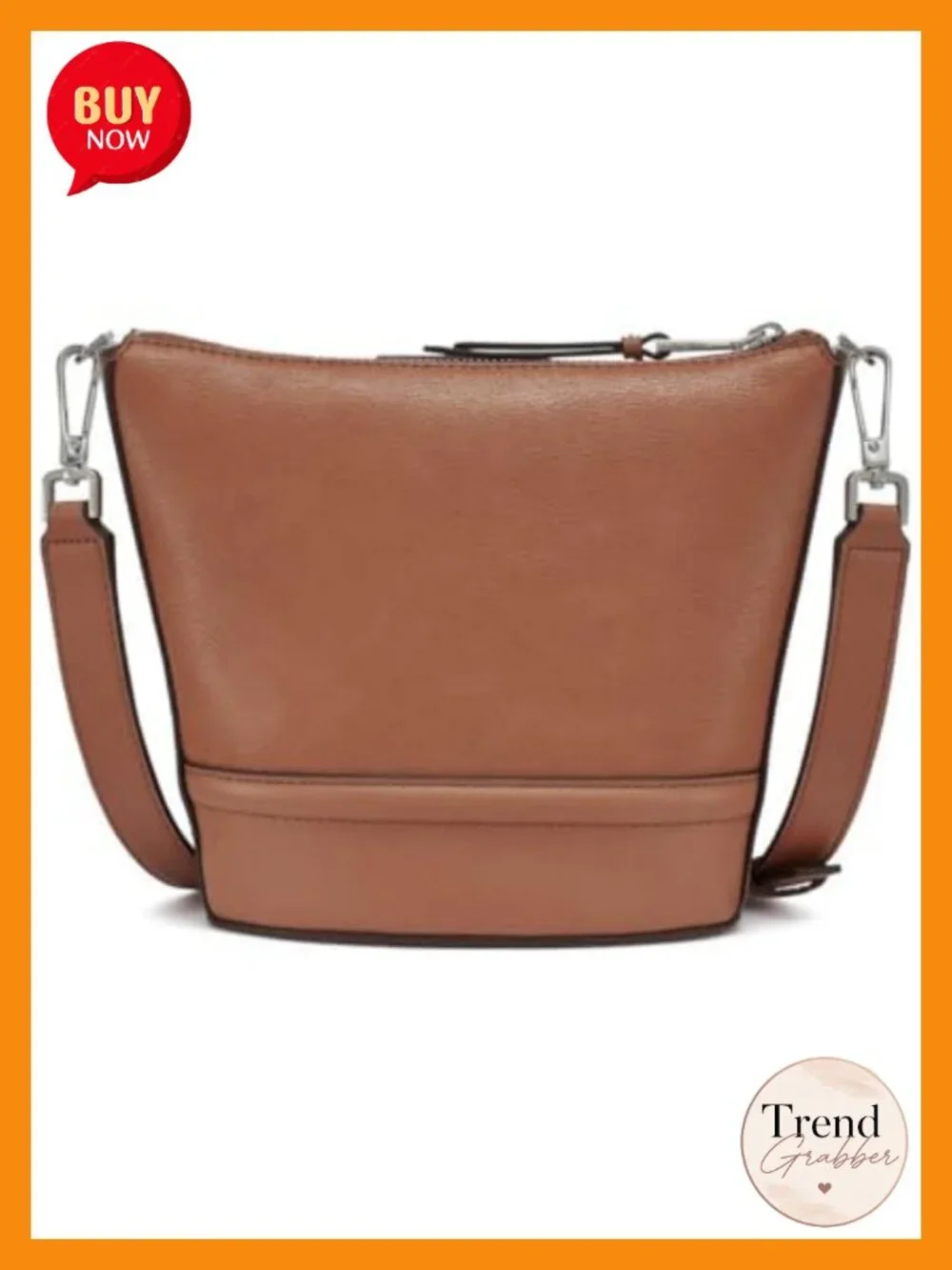 Vegan Leather Crossbody Bag with Zip and Slip Pockets
